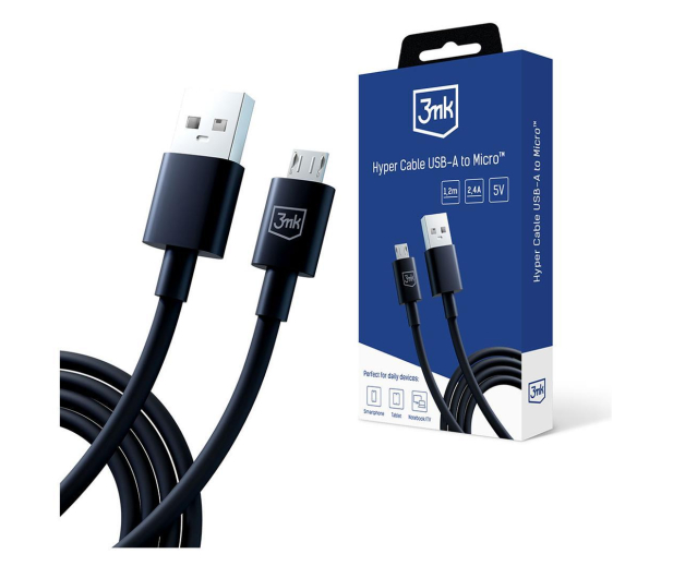 3mk Hyper Cable A to Micro 1.2m 5V 2,4A Black - 1228063 - zdjęcie 3